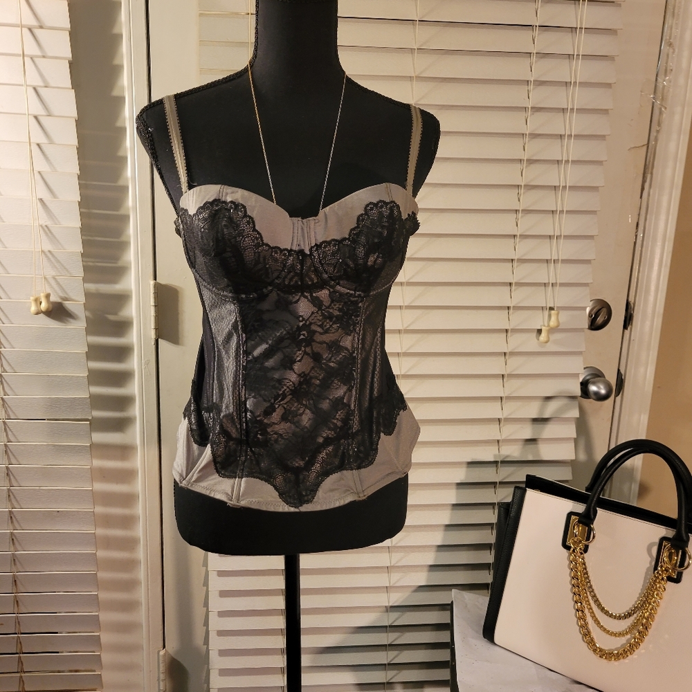 H&M Gray Padded Underwired Corset Bustier